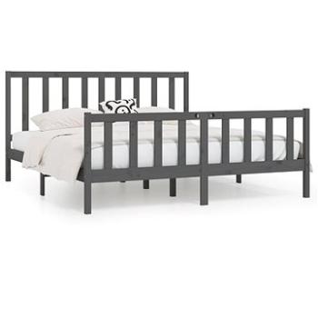 Rám postele sivý masívne drevo 180 × 200 cm Super King, 3106850