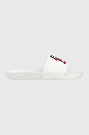 Šľapky Tommy Hilfiger TH RAISED EMBROIDERY POOL SLIDE pánske, biela farba