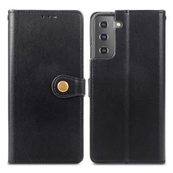 LEATHER BUCKLE Peňaženkový obal Samsung Galaxy S21 Plus 5G čierny