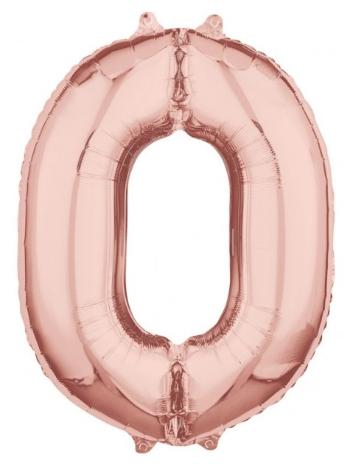 Amscan Fóliový balón číslo 0 ružovo-zlatý 66cm