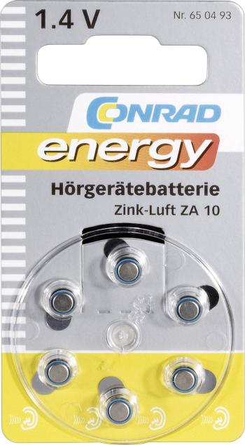 Conrad energy  gombíková batéria  ZA 10 zinkovo-vzduchová 90 mAh 1.4 V 6 ks