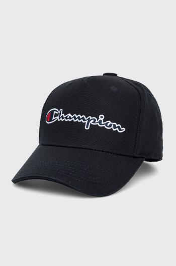 Bavlnená čiapka Champion 805550 čierna farba, s nášivkou