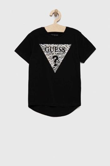 Detské tričko Guess čierna farba,