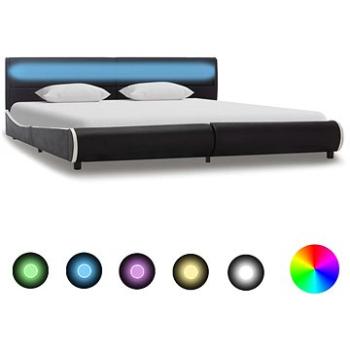 Rám postele so svetlom LED, čierny, umelá koža, 180 x 200 cm (285025)