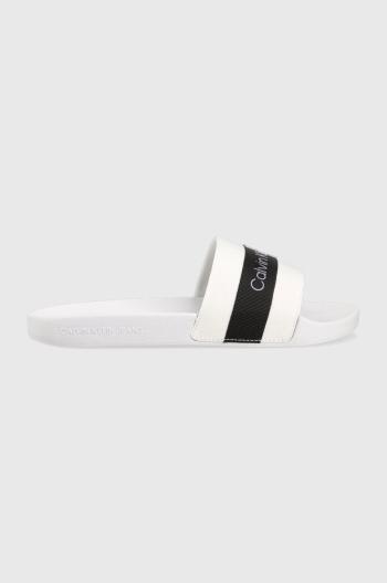 Šľapky Calvin Klein Jeans SLIDE PRINTED LOGO W dámske, biela farba, YW0YW01244