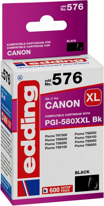 Edding Ink cartridge náhradný Canon PGI-580PGBK XXL kompatibilná Single čierna EDD-576 18-576