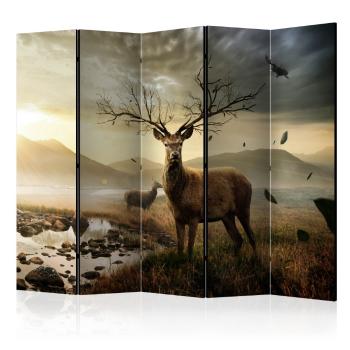 Paraván Deers by mountain stream Dekorhome 225x172 cm (5-dielny)