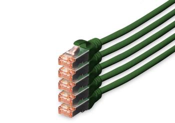 Digitus DK-1644-100-G-5 RJ45 sieťové káble, prepojovacie káble CAT 6 S/FTP 10.00 m zelená fóliové tienenie, kompletné ti