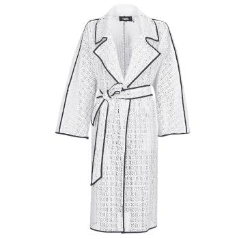 Karl Lagerfeld  KL EMBROIDERED LACE COAT  Kabátiky Trenchcoat Biela