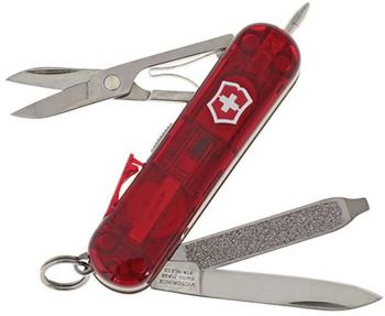 švajčiarsky vreckový nožík Victorinox Signature Lite 0.6226.T, červená (transparentná)