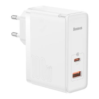 Baseus GaN5 Pro sieťová nabíjačka USB / USB-C 100W QC PD, biela (CCGP090202)