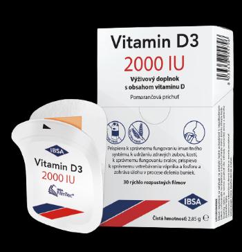 Vitamin D3 IBSA Vitamin D3 2000IU pomaranč rozpustné filmy 30 ks