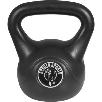 Gorilla Sports Kettlebell činka, plast, čierna, 4 kg