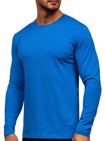 Modré pánske tričko s dlhými rukávmi bez potlače Bolf 172007