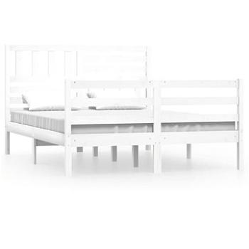 Rám postele biely masívne drevo 140 × 200 cm, 3101089