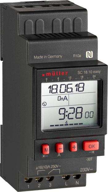 Müller SC 18.10 easy 12V ACDC časovač na DIN lištu digitálny 12 V/DC, 12 V/AC 16 A/250 V