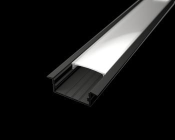 LED Solution Vstavaný profil pre LED pásiky V4 čierny varianty: Profil + Nacvakávací čierný kryt 1m