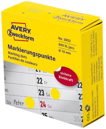 Avery-Zweckform 3852 popisovače etikiet Ø 10 mm žltá 800 ks permanentné papier