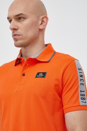 Bavlnené polo tričko La Martina oranžová farba, s potlačou