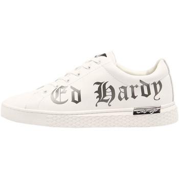 Ed Hardy  Módne tenisky Script low top white-gun metal  Biela