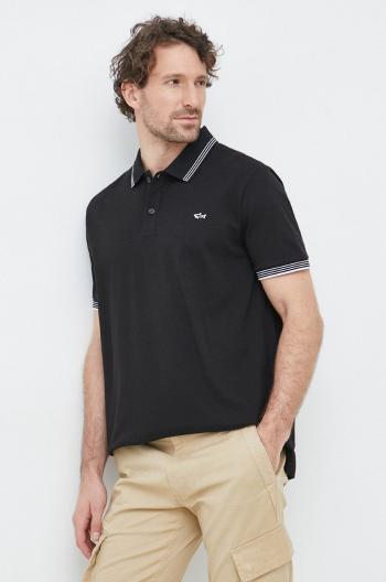 Bavlnené polo tričko Paul&Shark čierna farba, jednofarebné