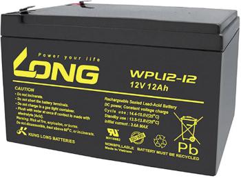 Long WPL12-12 WPL12-12 olovený akumulátor 12 V 12 Ah olovený so skleneným rúnom (š x v x h) 151 x 93 x 98 mm plochý kone