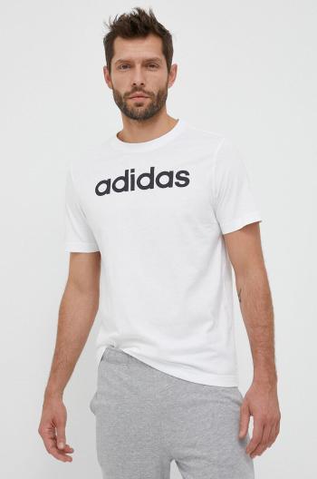 Bavlnené tričko adidas biela farba, s potlačou