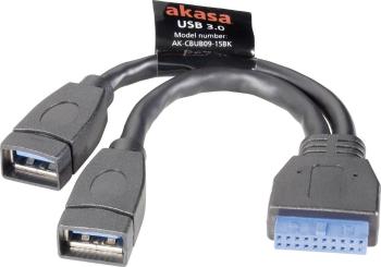 Akasa #####USB-Kabel #####USB 3.2 Gen1 (USB 3.0 / USB 3.1 Gen1) #####Pfostenstecker 19pol. , #####USB-A Buchse 15.00 cm