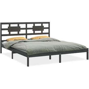 Rám postele sivý masívne drevo 160 × 200 cm, 3105677