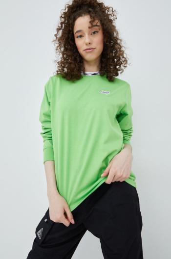 Bavlnené tričko s dlhým rukávom HUF zelená farba,