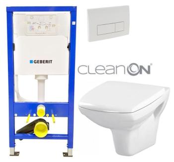 GEBERIT DuofixBasic s bielym tlačidlom DELTA51 + WC CERSANIT CLEANON CARINA + SEDADLO 458.103.00.1 51BI CA1