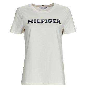 Tommy Hilfiger  REG MONOTYPE EMB C-NK SS  Tričká s krátkym rukávom Biela