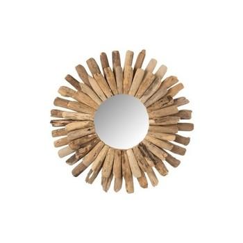 J-line  Zrkadlá MIROIR ROND BS FLO NAT L (71.5x5x70cm)  Béžová