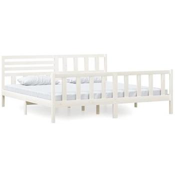 Rám postele biely masívne drevo 200 × 200 cm, 3101174