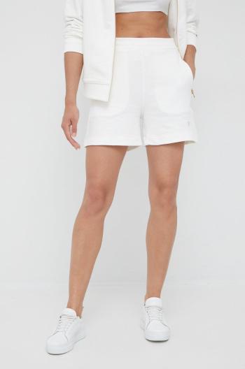 Bavlnené šortky Tommy Hilfiger dámske, biela farba, jednofarebné, vysoký pás