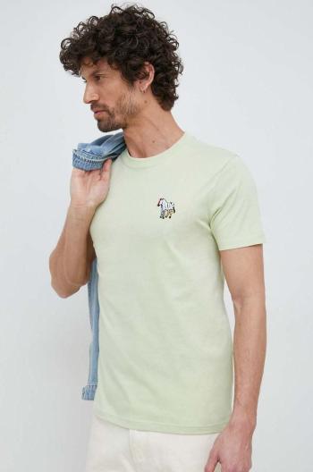 Bavlnené tričko PS Paul Smith zelená farba, s potlačou