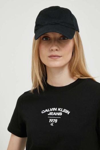 Bavlnené tričko Calvin Klein Jeans čierna farba