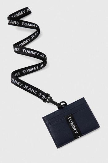Kožené puzdro na karty Tommy Jeans tmavomodrá farba