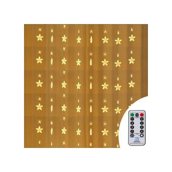 LED svetelný záves Hviezdy - 2x1, 1m, 136LED, 8 funkcií, ovládač, IP44, teplá biela