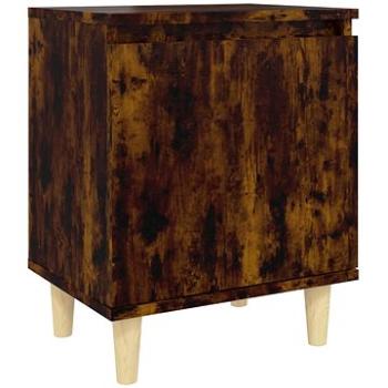 SHUMEE Nočný stolík masívne drevené nohy dymový dub 40 × 30 × 50 cm, 813110
