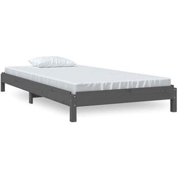 Stohovateľná posteľ sivá 75 × 190 cm masívna borovica, 820409
