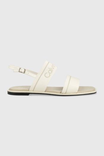 Sandále Calvin Klein SQUARED SANDAL HE dámske, béžová farba, HW0HW01496