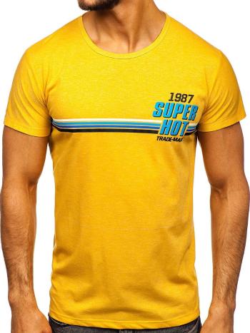 Žlté pánske tričko s potlačou Bolf KS2052