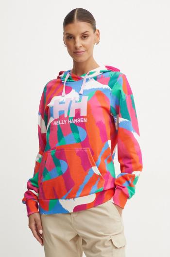 Bavlnená mikina Helly Hansen HH LOGO dámska, s kapucňou, vzorovaná, 30398