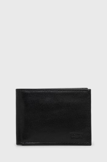 Kožená peňaženka Levi's čierna farba