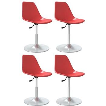 Otočné jedálenské stoličky 4 ks červené PP, 338274