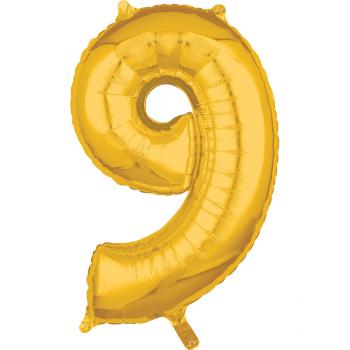 Amscan Fóliový balón narodeninové číslo 9 zlatý 66cm