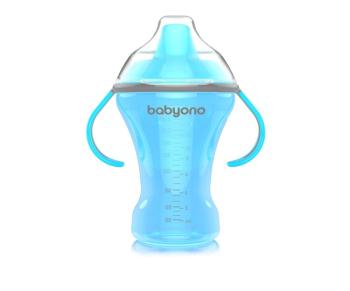 BABYONO Hrnček netečúci s tvrdým náustkom Natural Nursing 260 ml modrá