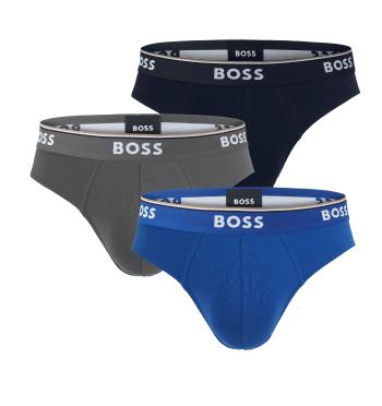BOSS - slipy 3PACK cotton stretch power gray & blue combo - limitovaná fashion edícia (HUGO BOSS)-XXL (108-117 cm)