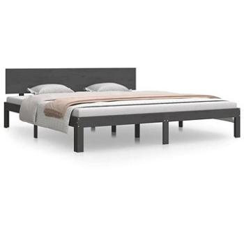 Rám postele sivý masívne drevo 180 × 200 cm Super King, 810512